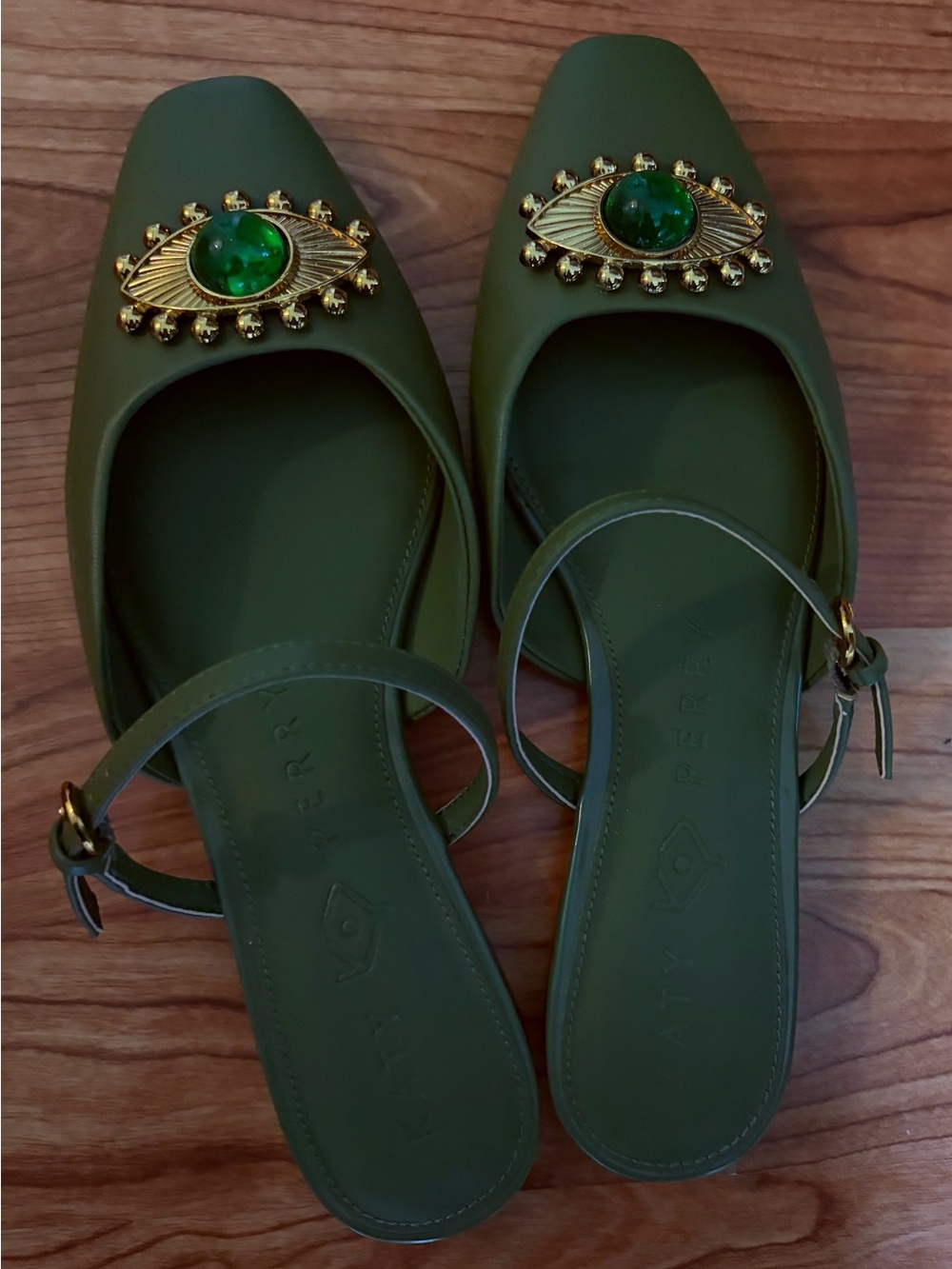 Katy Perry Collections Olive Green Jeweled Slingback Flats